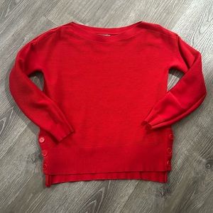 Marled reunited clothing red ribbed boatneck sweater
